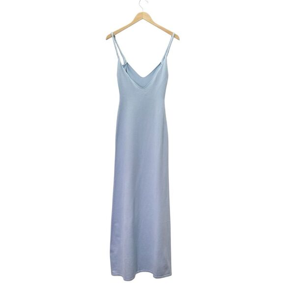 NWT PepperMayo Anastasia Maxi Dress Blue Low Back Twisted Strap Knit Size S/M - Picture 3 of 14